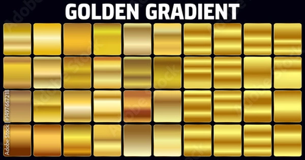 Fototapeta Gold gradient Set golden color texture background. vector golden brass and metal template.