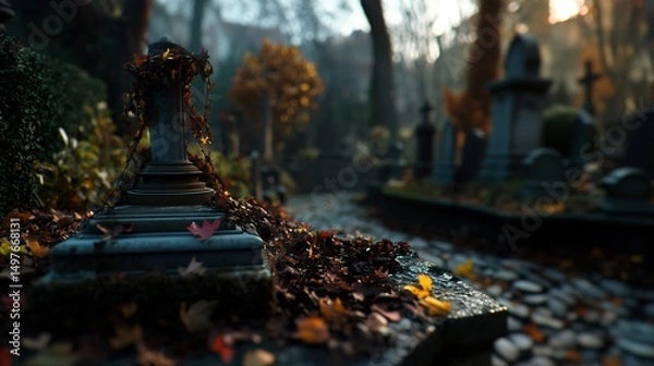 Fototapeta Autumnal Cemetery: A Serene Reflection on Life's Passage