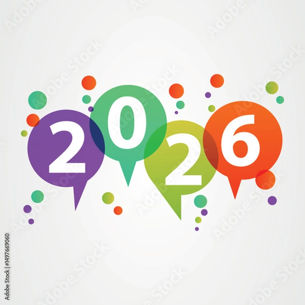 Fototapeta Colorful 2026 Logo with Abstract Elements