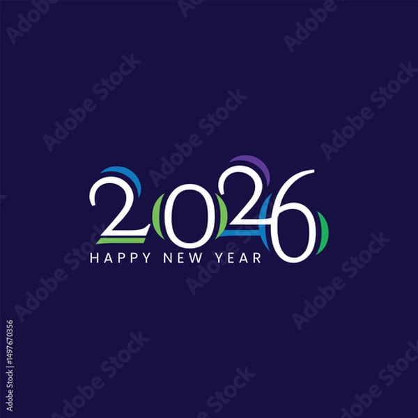 Fototapeta Colorful 2026 Logo with Abstract Elements