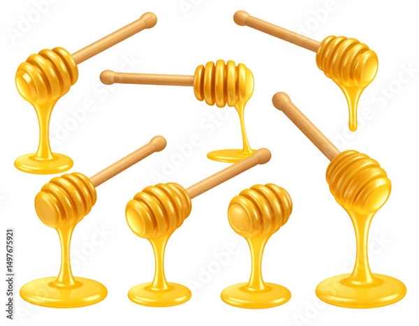 Fototapeta Honey dippers dripping honey