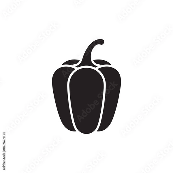 Fototapeta Capsicum Clipart Vector Bold Silhouette Icon in Black and White.