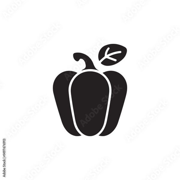 Fototapeta Capsicum Icon Vector Minimalist Silhouette on White Background.