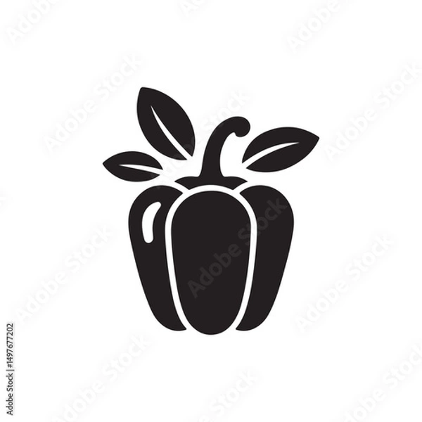 Fototapeta Vegetable Silhouette Icon Capsicum Vector Design on White Canvas.
