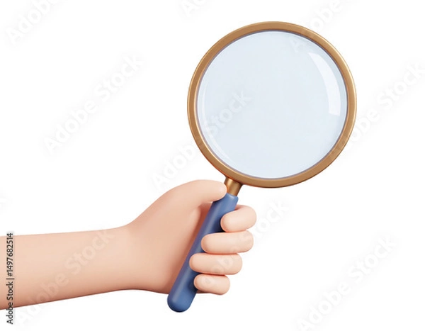 Fototapeta Cartoon hand holding a magnifying glass (1)