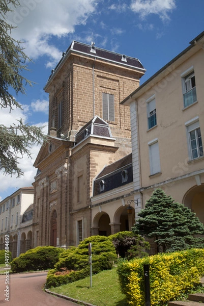 Obraz église et bâtiment hospitalier 