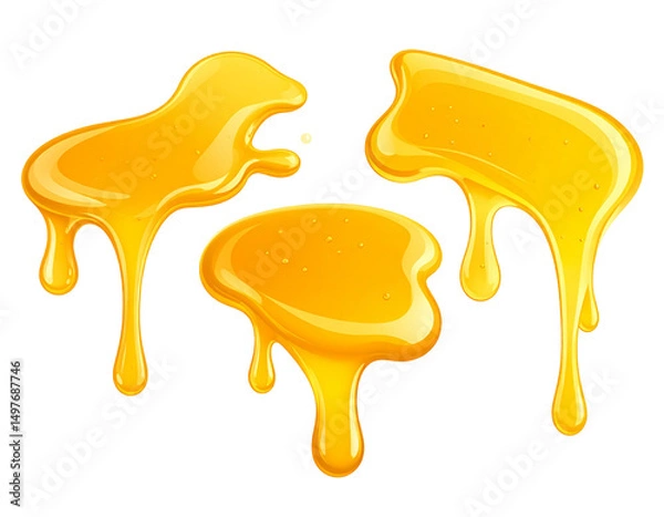 Fototapeta Golden, viscous liquid dripping in various shapes