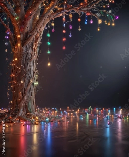 Obraz Dazzling multicolored Christmas lights create a joyful holiday scene ,  glitter,  Xmas,  lights