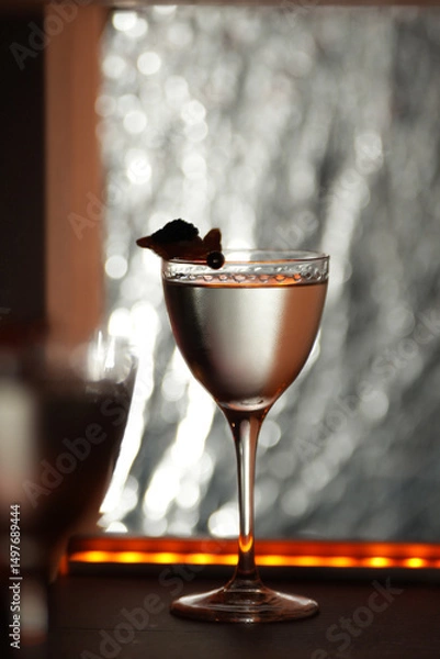 Fototapeta Modern Cocktail with Unique Garnish on a Bar Counter