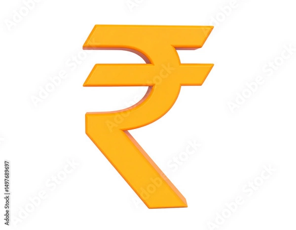 Fototapeta 3D rendering of an orange Indian rupee symbol