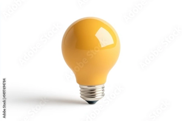 Obraz Yellow light bulb on white background