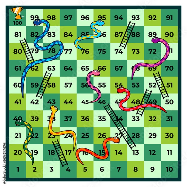Obraz snakes and ladders board game vector art illustration