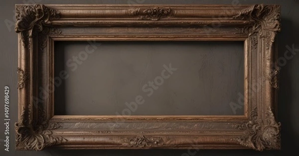 Obraz Rustic, aged wood frame; weathered, textured, ornate edges,  wood background,  wood grain