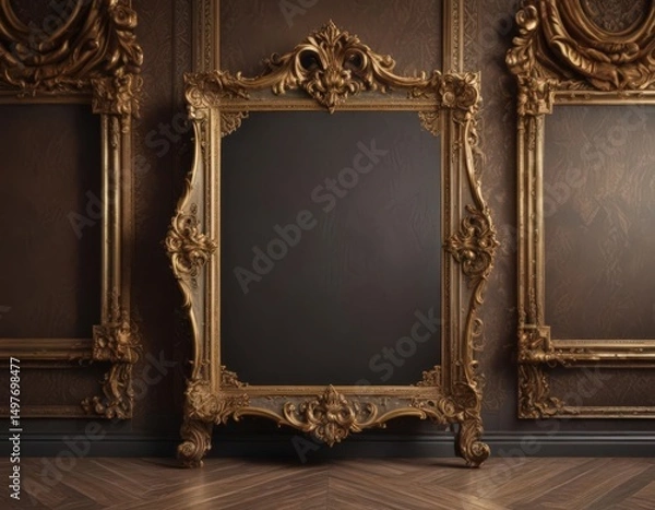 Obraz Ornate frames & luxurious damask fabric  Classic style ,  intricate,  design