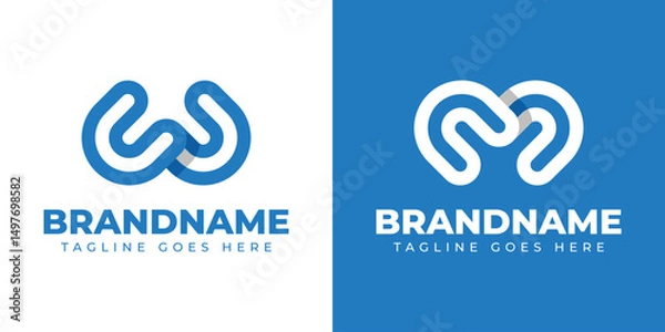 Fototapeta Letter CW or CM Monogram Logo, suitable for any business with CW WC CM MC initials