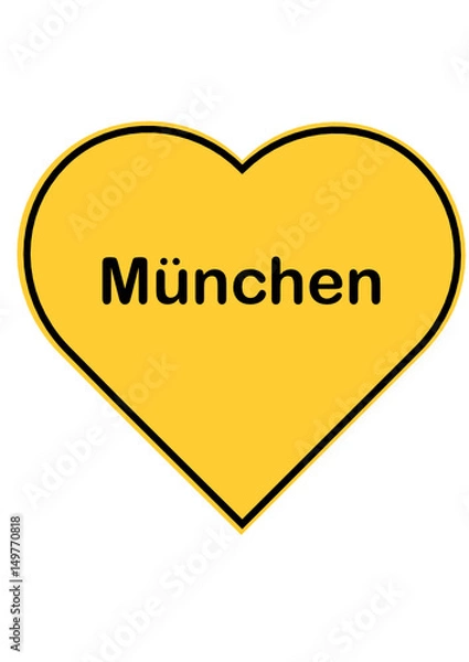 Obraz Ortsschild in Herzform: München