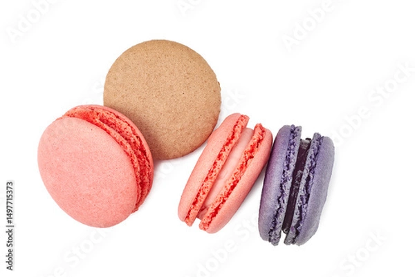 Obraz A Beautiful Display of Colorful Macarons Arranged on a White Background for Perfect Presentation