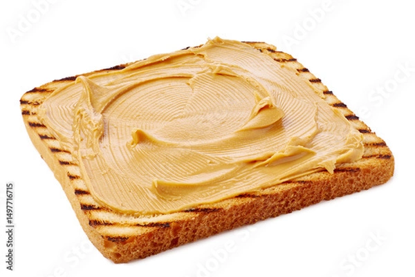 Obraz Enjoy a Creamy Peanut Butter Spread on a Deliciously Toasted Slice of Fresh Bread