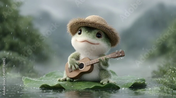 Fototapeta Frog playing guitar