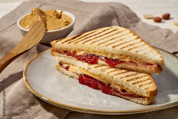 Obraz Deliciously Grilled Peanut Butter and Jelly Sandwich Made with Fresh and Quality Ingredients