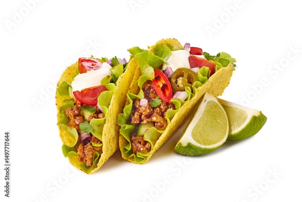 Obraz Indulge in these Delicious Tacos crafted with Fresh Ingredients and zesty Lime accents