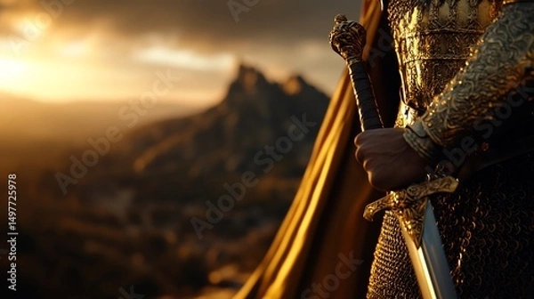Obraz Golden Knight at Sunset: A Majestic Silhouette