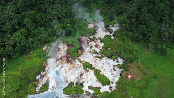 Fototapeta Danau Linow with multiple hydrothermal vents all around, Tomohon, Northern Sulawesi, Indonesia