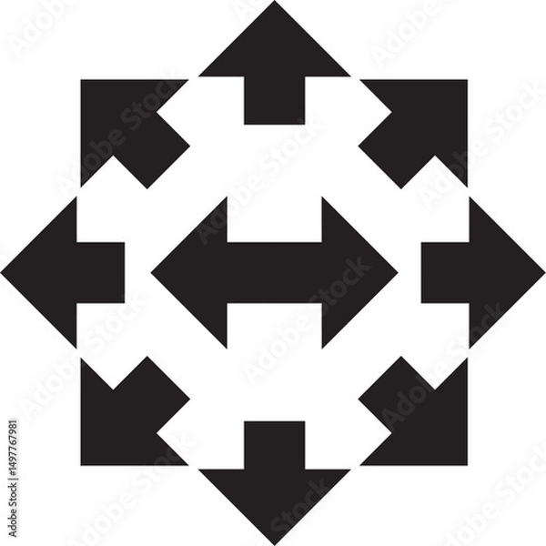 Fototapeta 矢印　全方向　黒色