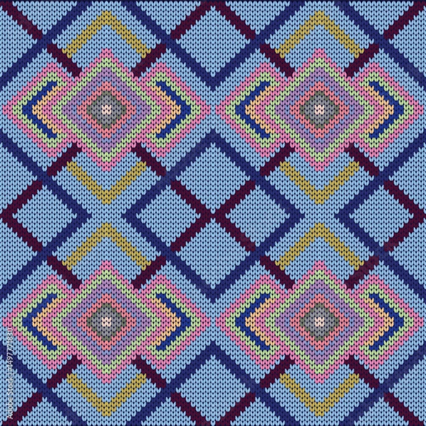 Fototapeta seamless knitted pattern with squares