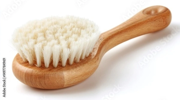 Obraz Soft Bristle Brush with Wooden Handle for Gentle Skin Care and Baby Bath Time