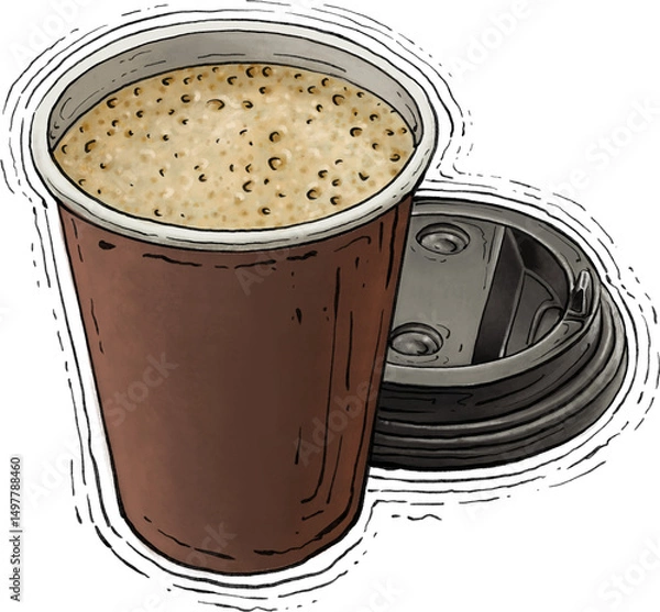Fototapeta Paper or plastic glass with coffee. Realistic element of design.Fast food.