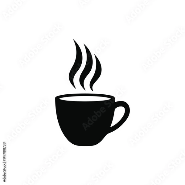 Fototapeta Coffee mug steaming vector silhouette