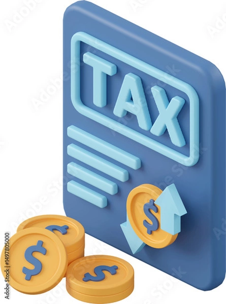 Obraz Tax hike and cuts, 3d illustration of isometric icon import and export concept
