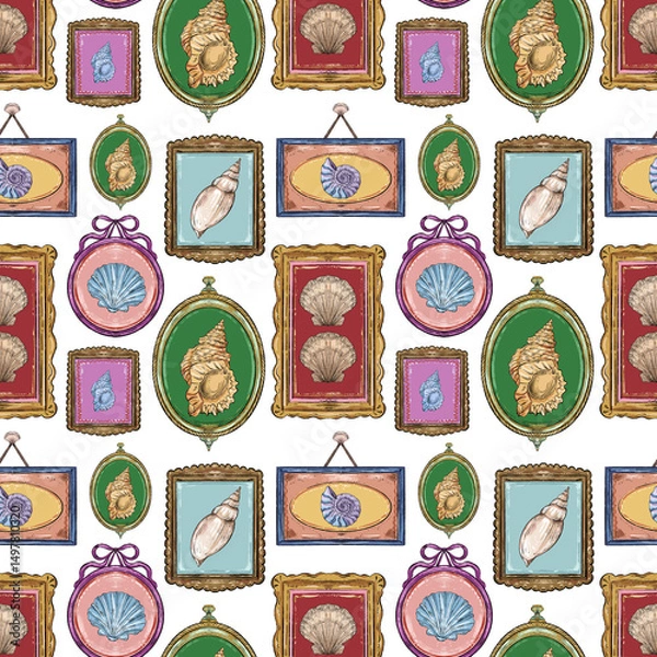 Fototapeta seamless pattern with shells