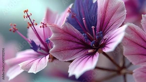 Fototapeta Delicate Purple Spider Lily Close-Up with Soft Focus Background