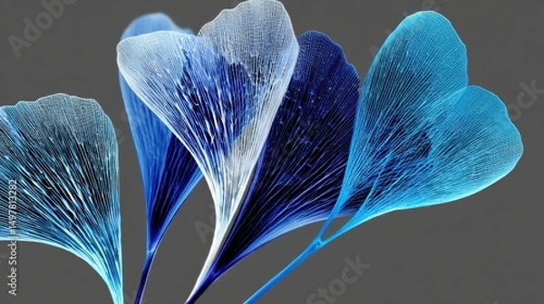 Fototapeta Blue Bioluminescent Flora - Abstract Botanical Pattern with Delicate Branching Structure
