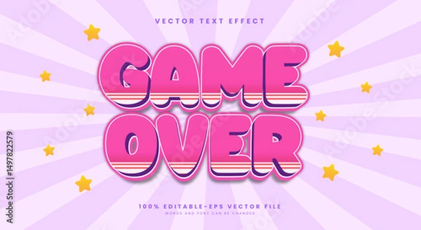 Fototapeta Game Over 3D Editable text effect Template Suitable for Comic theme