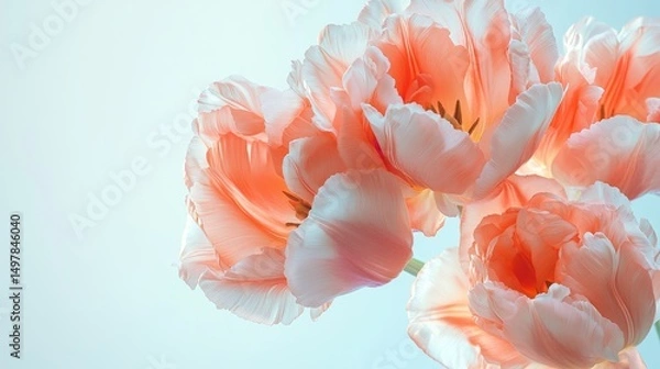 Fototapeta The combination of delicate pink and soft peach petals produces a dreamy and romantic atmosphere, one that inspires feelings of love and calmness