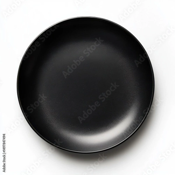 Fototapeta Simple dark plate close up studio shot isolated on white background