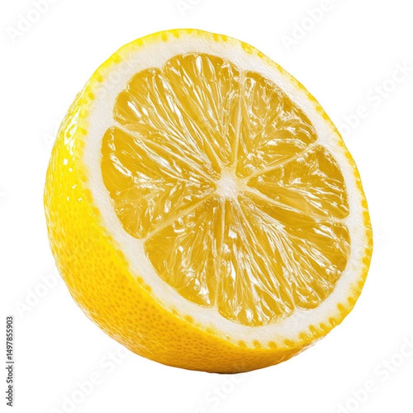 Obraz Close-up view of a lemon half, showcasing its vibrant yellow peel and juicy interior