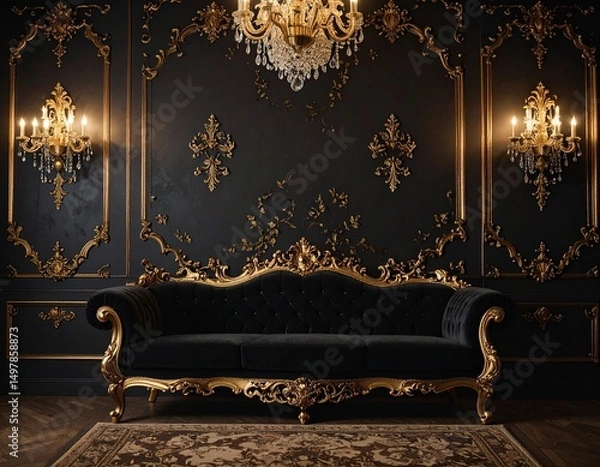 Obraz ゴージャスな部屋／黒・ブラック
