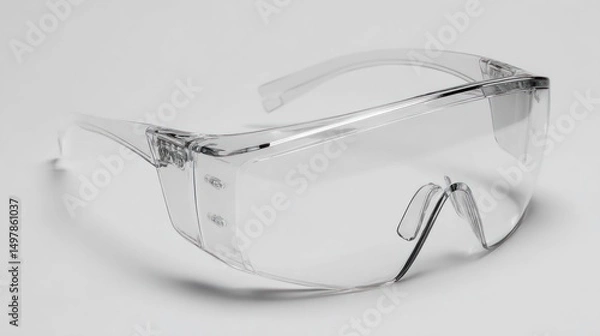 Fototapeta Clear Safety Glasses for Protection in Industrial and Laboratory Environments, Ideal for Use by Professionals in Various Fields