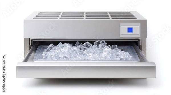 Fototapeta Modern Ice Maker Machine with Fresh Ice Cubes and Streamlined Design for Home and Commercial Use
