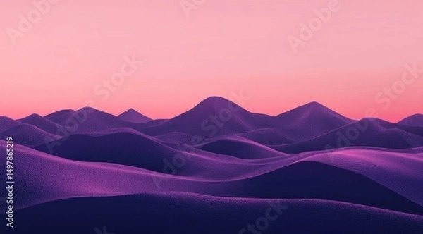 Obraz Pink and Purple Sunset Mountain Range