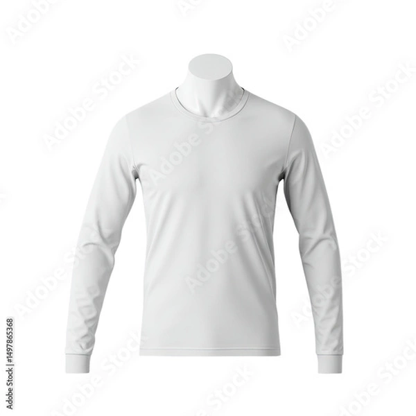 Fototapeta Long-Sleeve Tee Mockup: A versatile long-sleeve tee mockup in pristine showcases its potential as a blank canvas for branding, design, or showcasing apparel options.