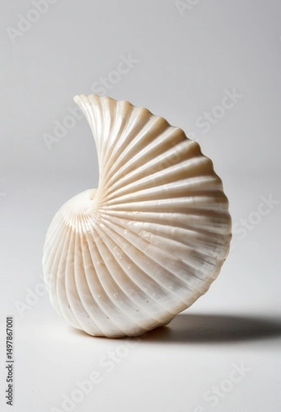 Fototapeta Elegant seashell showcasing intricate natural patterns and textures, perfect for coastal themes.