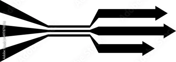 Fototapeta Abstract perspective line stripes arrow in black with 3d dimensional effect
