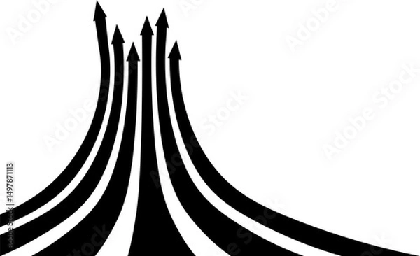 Fototapeta Abstract perspective line stripes arrow in black with 3d dimensional effect
