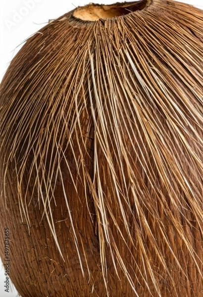 Fototapeta Organic coconut with a textured husk, perfect for tropical or food-themed projects.