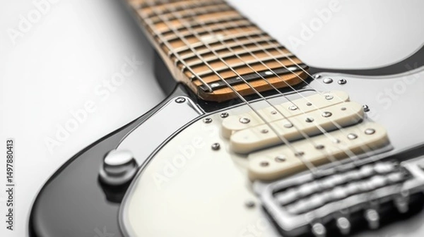 Obraz Close-up electric guitar neck on white background
